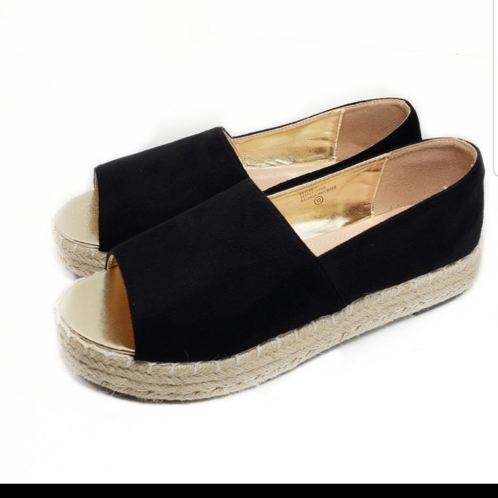 EUC - Chase + Chloe Skylar Black Espadrilles Size 10